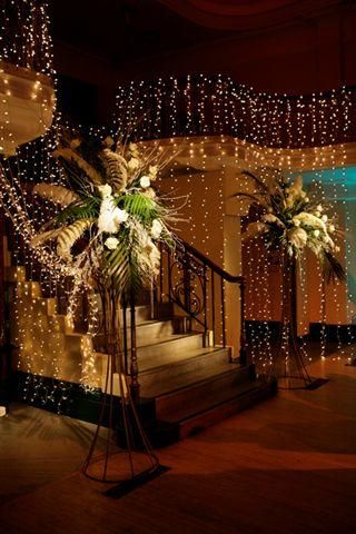 Staircase in Winter Garden with fairy lights